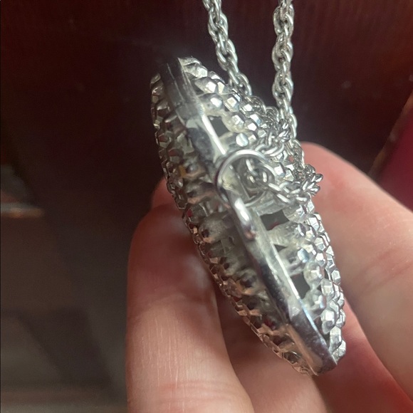 ♥️Heart Pendant with Rhinestones, silver tone - Picture 6 of 6